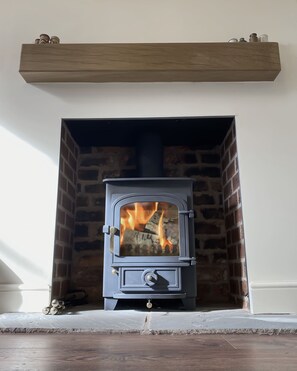 Cosy log burning stove in lounge