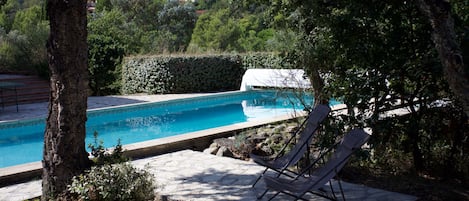 La piscine dans un cadre de verdure et  terrasses.
Diving pool  with  terraces