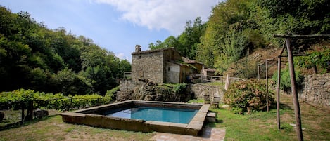 External view of the Mill and the private swimming pool