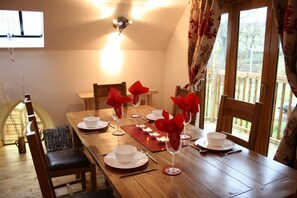 Dining table with view to the hills