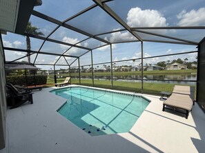 Great view! Fish from the lake --fishing tackle available in villa for guests