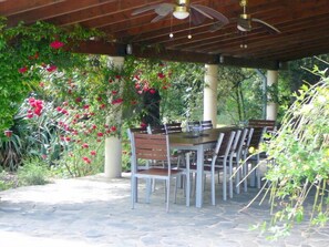 The fabulous roofed outside porch.