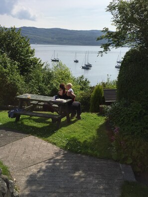 Picnic bench in communal front garden