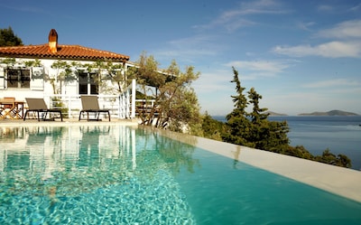 Amazing sea-front villa with heated infinity pool in Alonissos, Greece.