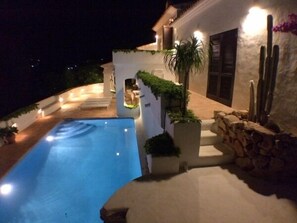 Pool & terraces by night