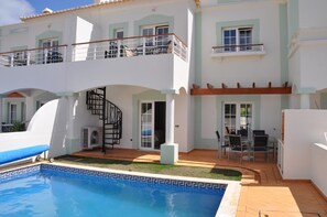 Looking at the villa from the pool