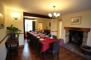Dining room with log burner and seating for 14 