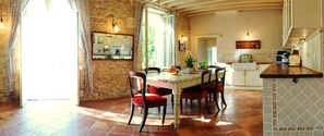 Kitchen and dining room. This room usually becomes the hub of your holiday
