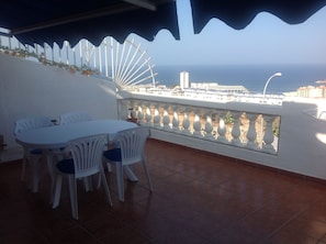 large terrace overlooking harbour