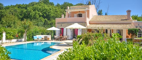 Villa view from swimming pool terrace