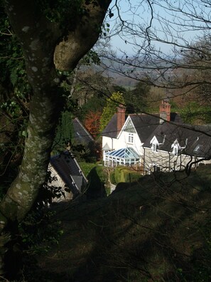 View from hill above cottage