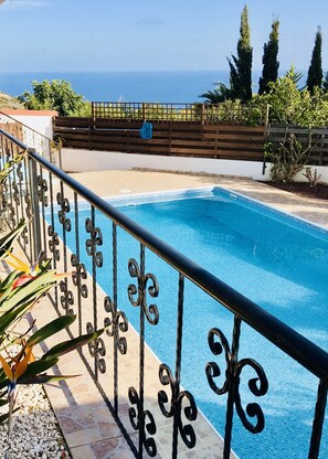 Our pool with sea view