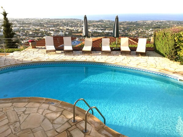 Pool area with sea view