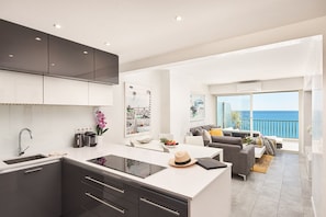 Incredible sea views from the kitchen and living room.