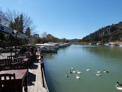 Ortak Havuz, dağ manzaralı ile Daire 5 Dk Dalyan Town & Harbour için yürüyün