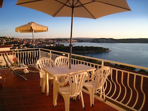 Private balcony with fantastic sea and sunset view.