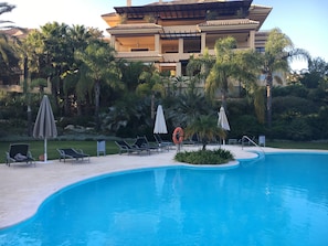 The pool area closest to our house. Approx  25m. from our apartment.