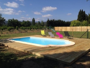 Pool with beach chair