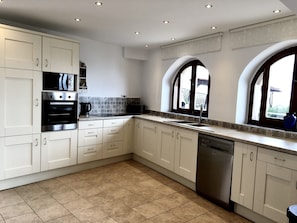 Spacious well equipped kitchen with sea views