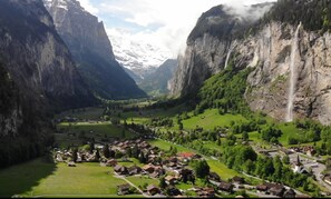 Looking down from Wengen towards the apartment.