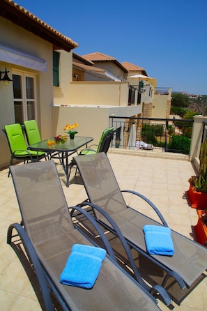 Private sunbathing on the huge verandah !