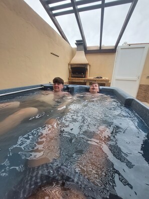 Good family time in hot tub, especially on winter nights