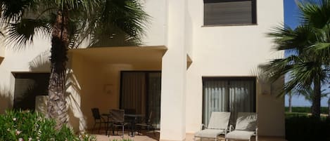 View of large patio from the pool