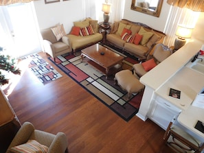 Family room with view to pool area.