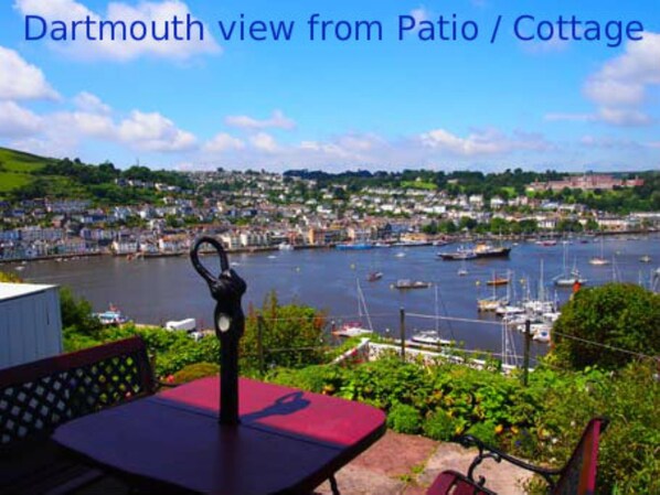 Garden view of R Dart estuary, Dartmouth and Brittania Naval College