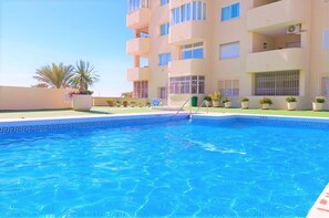 One of the two swimming pools available in the community