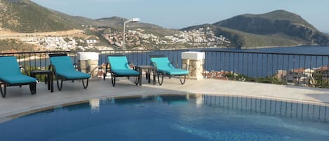 view from the pool terrace towards Kalkan old town