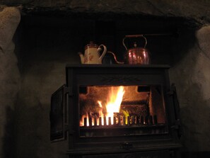 The heart of the cottage, all laid and ready to light.