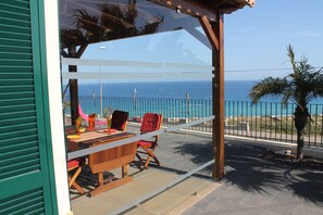 The sunny terrace with an amazing sea view