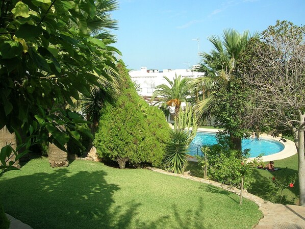 View from our patio to the pool