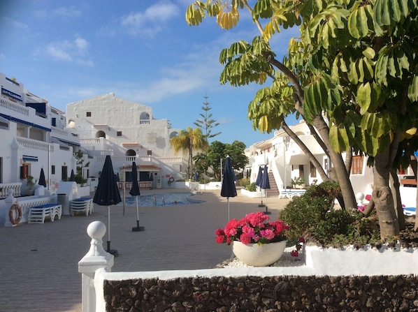 Swimming pool and sun lounger area at Port Royale