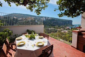 main terrace, overlooking the little town of Seiano, as well