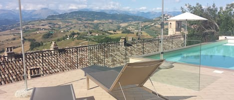 Terrasse und Pool mit Ausblick