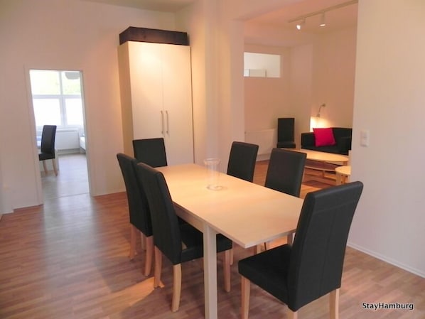 Spacious dining area for up to 10 people