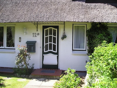 Thatched roof house with south terrace, large garden, beach chair 