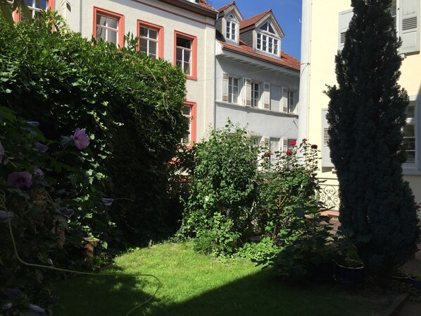 Blick aus der Wohnung in den wunderschönen Garten