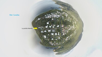 Vue aérienne
situation de la résidence entre les plages Le Roux et petite anse