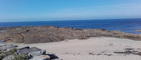 à 30m l'ocean avec la plage et les rochers pour la pèche à pieds