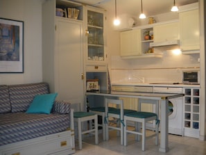 The open-plan kitchen