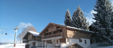 Le chalet et l'entrée du garage