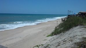 Private beach access looking south.The deck is part of Capola's 