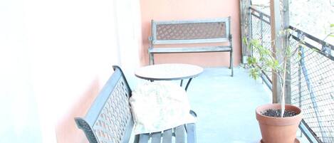 second floor terrace with views of the village and Canal du Midi