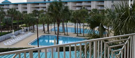 BALCONY VIEW OF THE POOLS