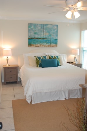 Spacious king master suite with ocean views. Sleep to the sound of the waves.