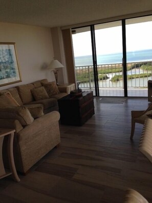 Beautiful wood looking tile in the living room, dining room, kitchen and halls.