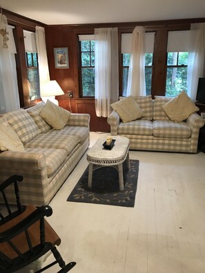 living room and dining area
